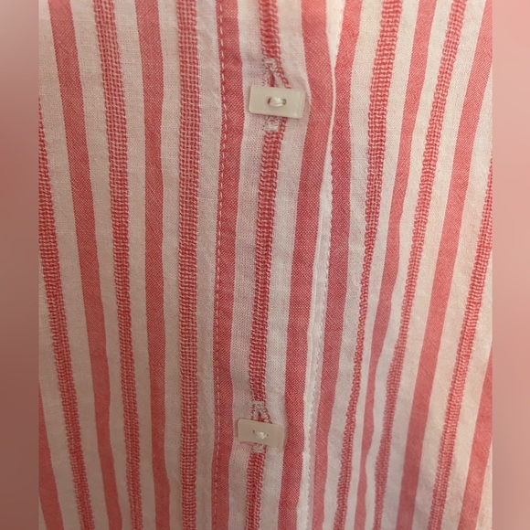 Habitat women’s size L striped button down A-line top blouse hi-low hem cotton - Picture 3 of 6